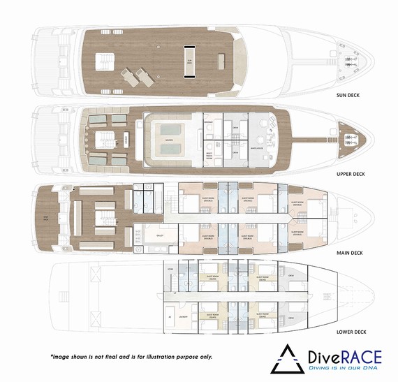 Diverace - Similan Island Liveaboard boat - Deck Layout