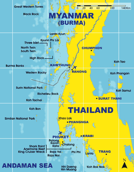 Dive Map Burma Myanmar Andaman Sea Liveaboard Thailand diving cruising and Similan island liveaboards with Dive Asia